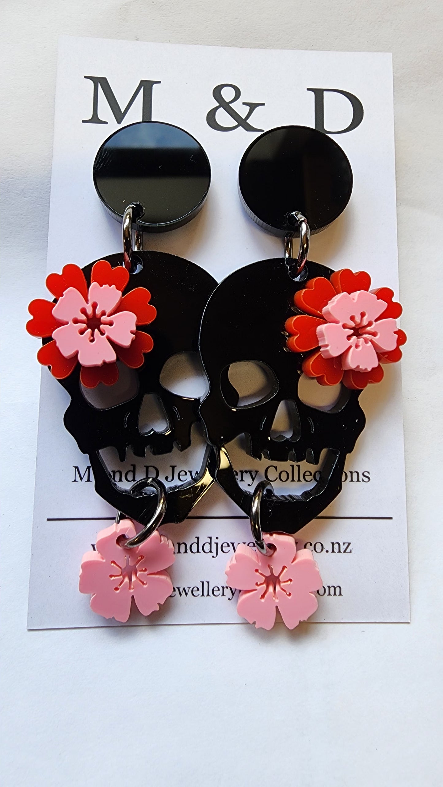 Skully Fleur Stud Dangle Earrings