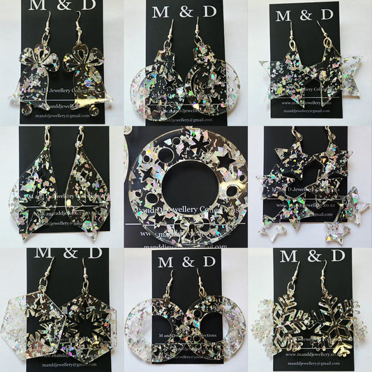 Christmas Glitter Flake Earrings