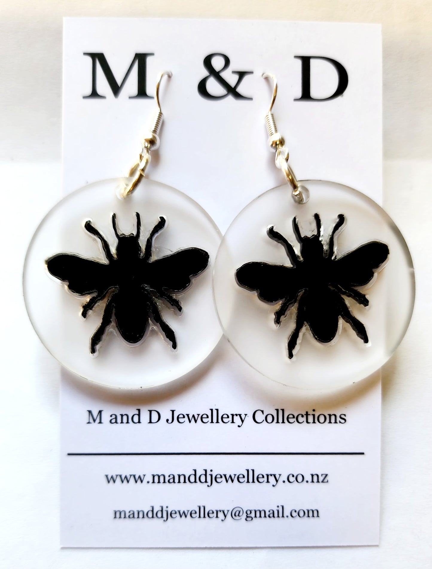 Bee insert Disc Little dangle Earrings