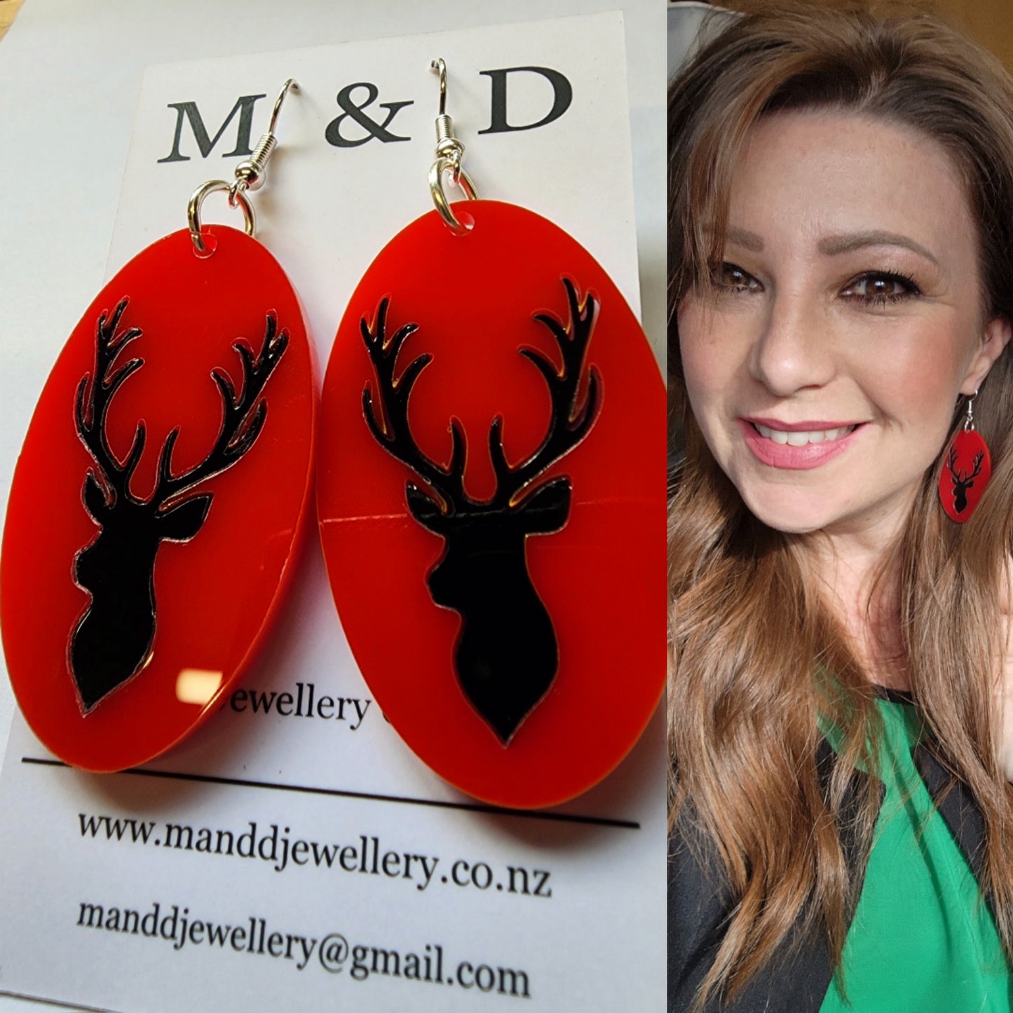 Stag in Oval Earrings Dangles