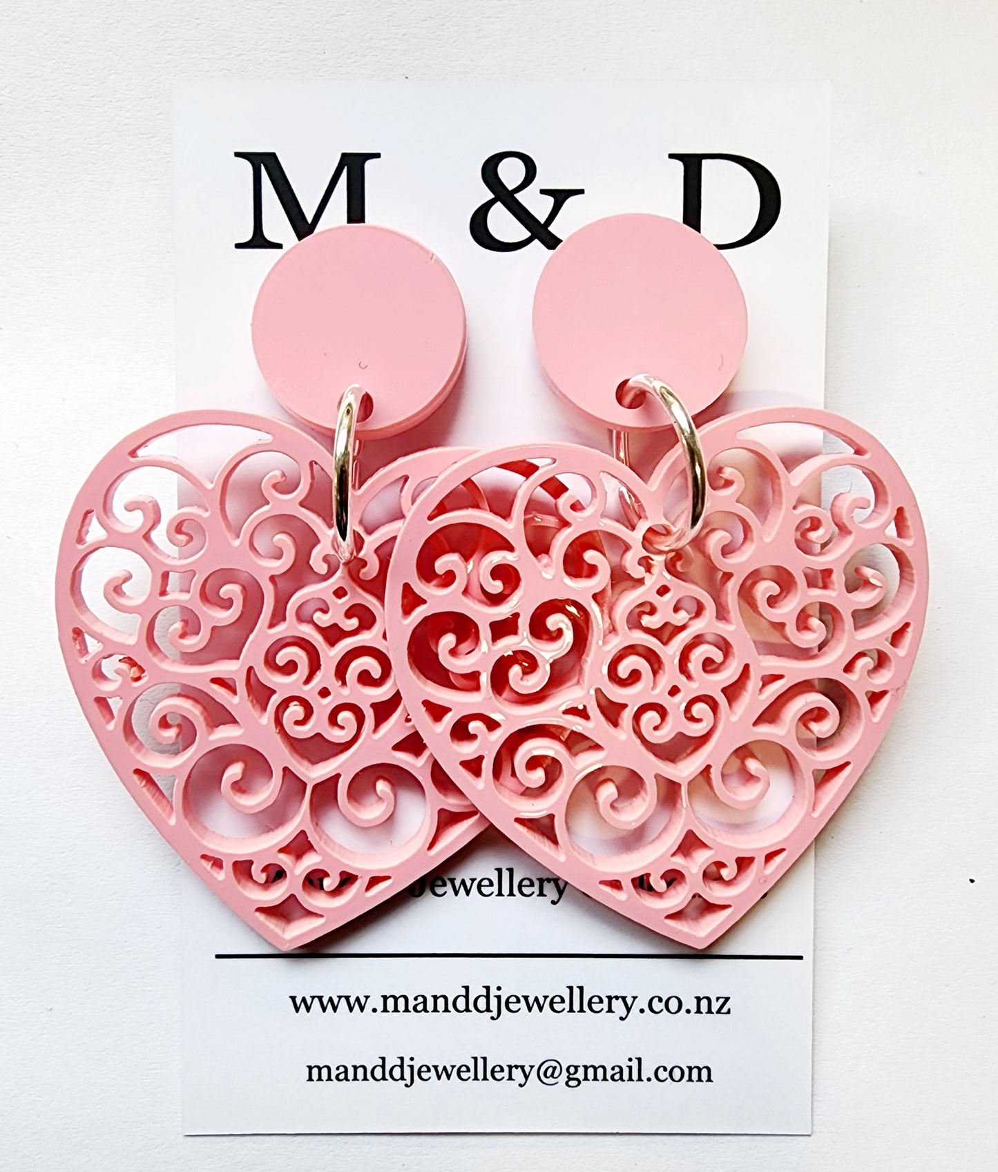 Filigree Heart Stud Dangles Earrings