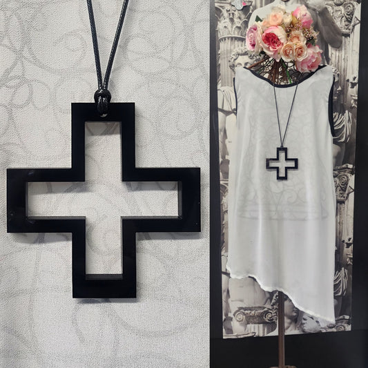 Plus Cross Frame Statement Necklace