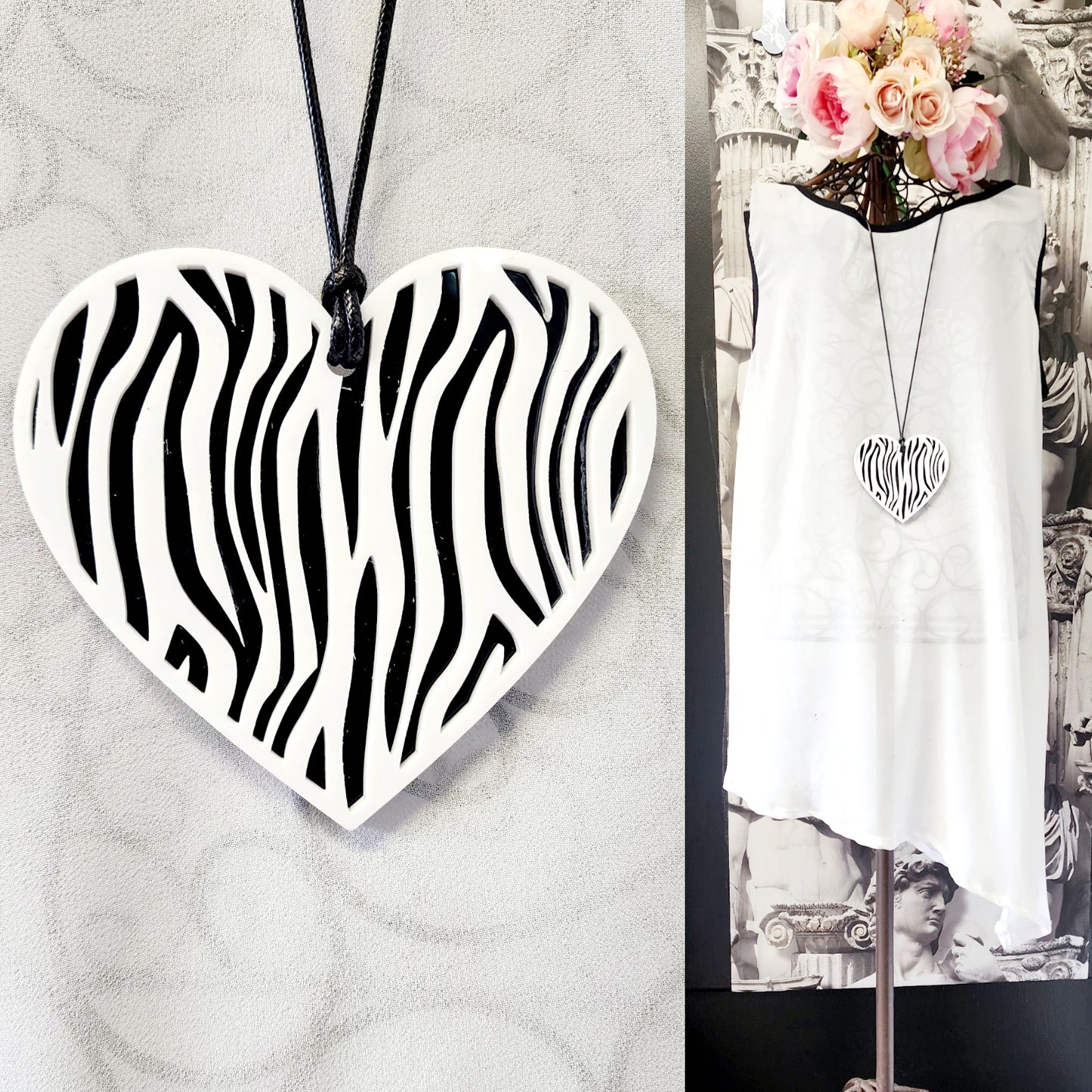 Heart Tiger Stripe Statement Necklace 6mm