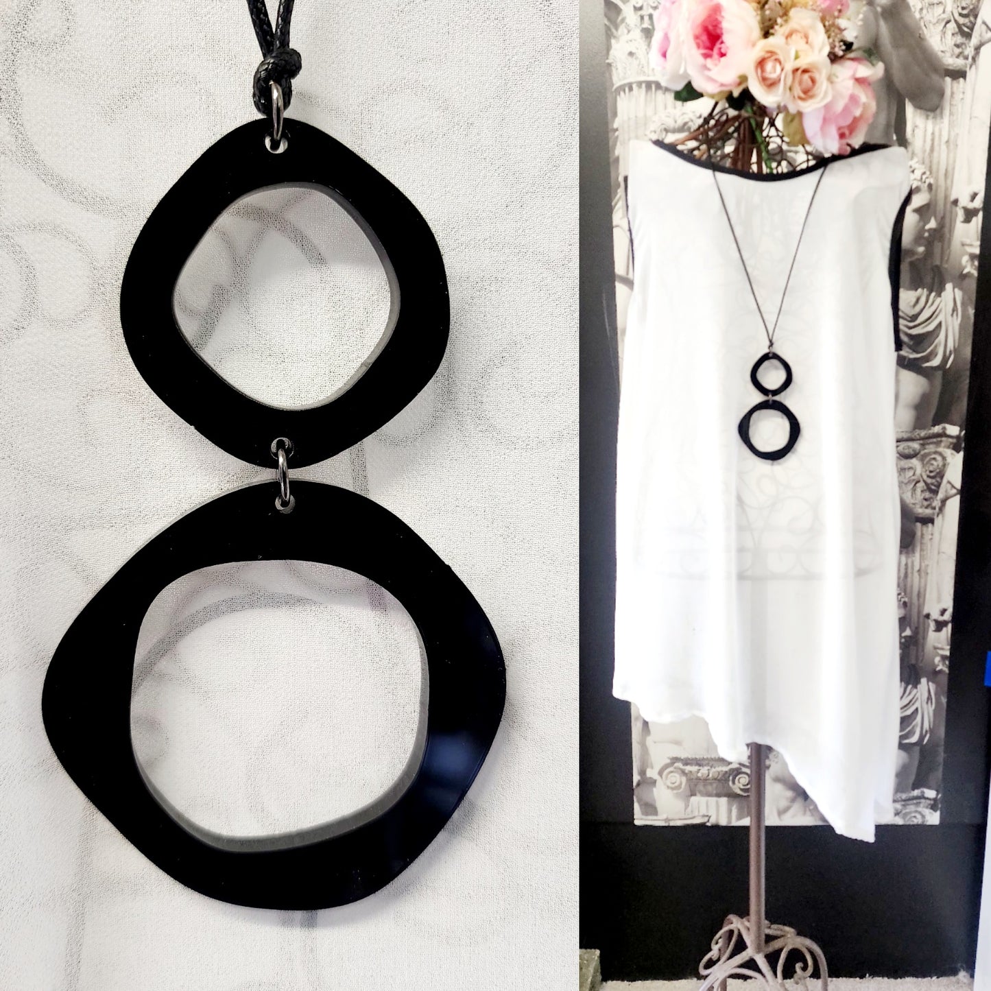 Wonky Circle Duo Statement Necklace 6mm Thickness