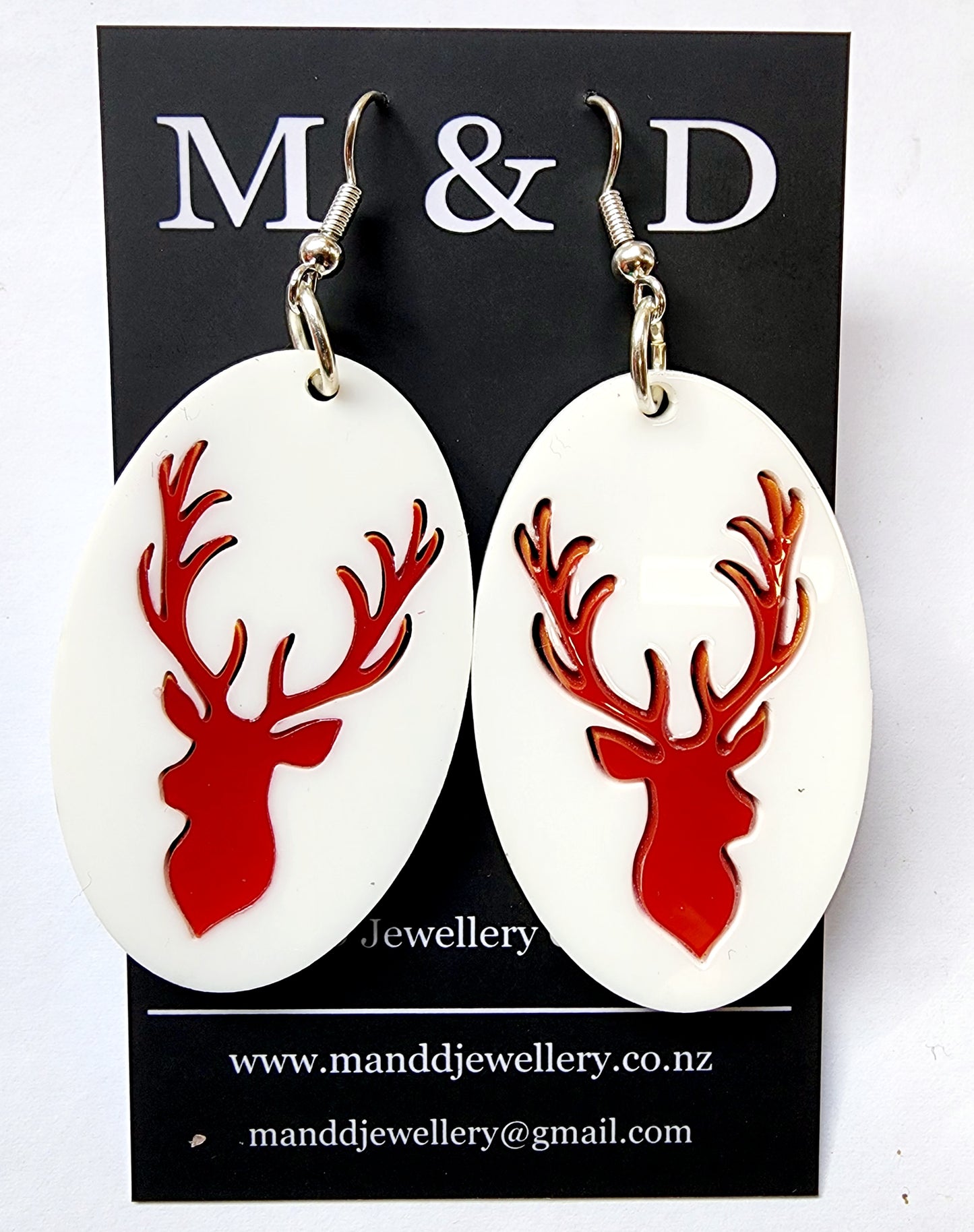 Stag in Oval Earrings Dangles