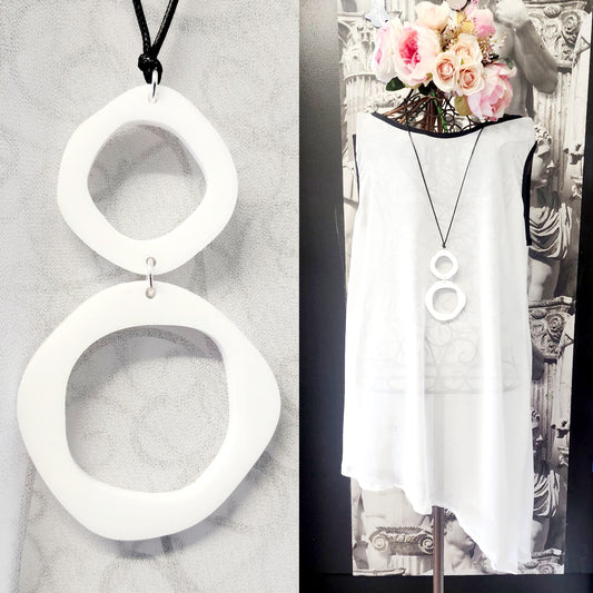 Wonky Circle Duo Statement Necklace 6mm Thickness