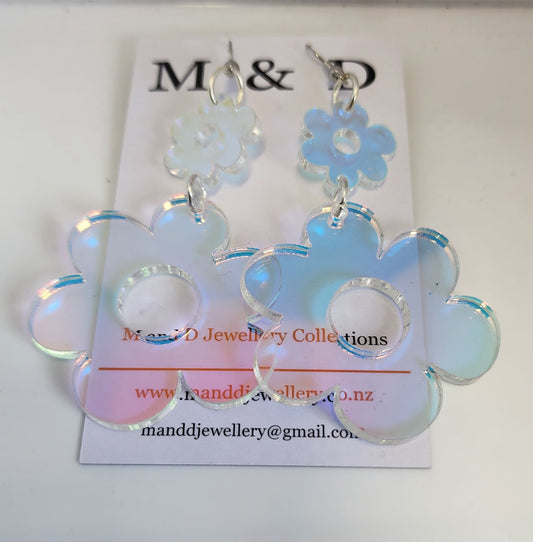 Iridescent Flora Duo Dangle Earrings