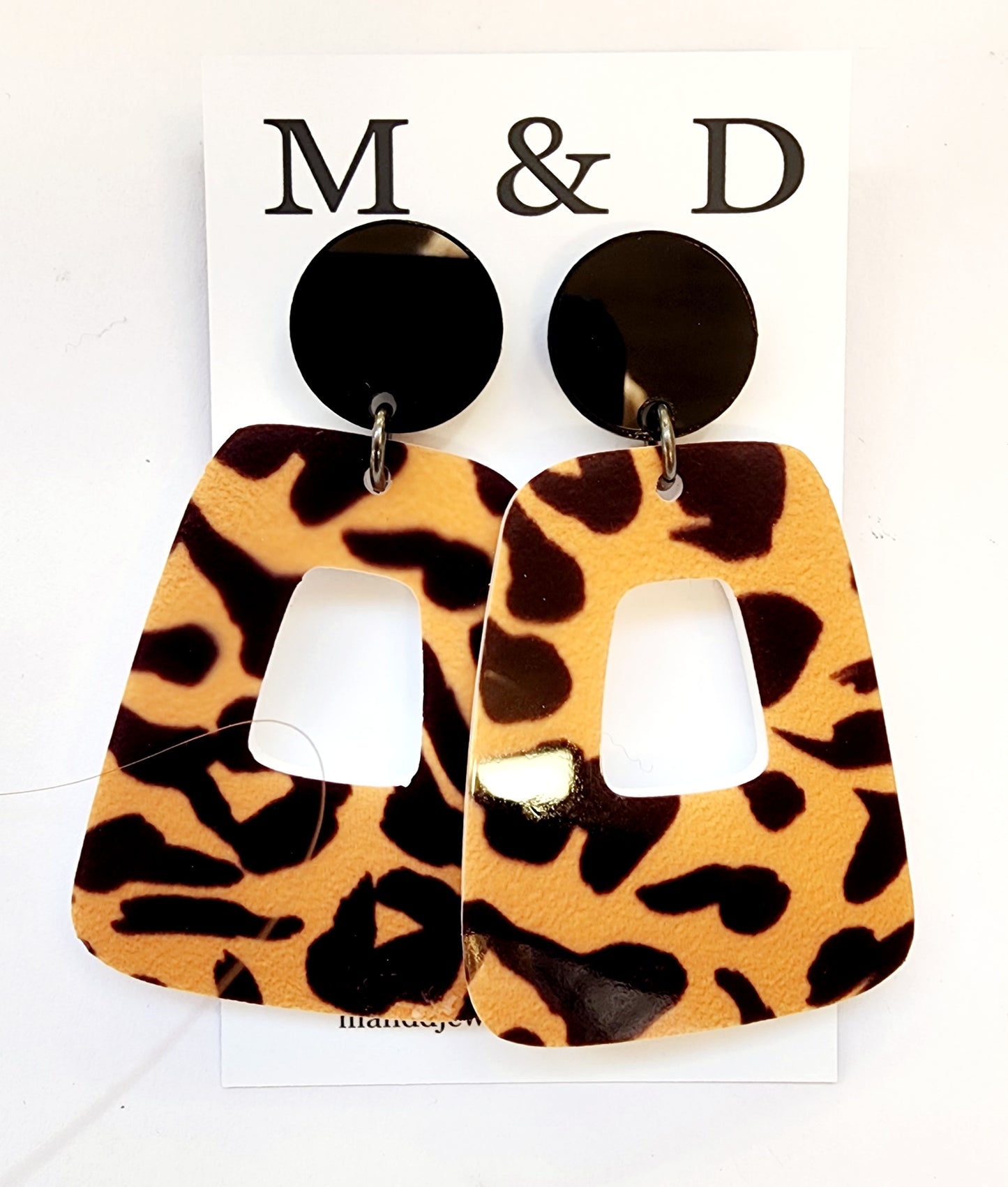 Patterned Animal Jelly Block Stud Dangle Earrings