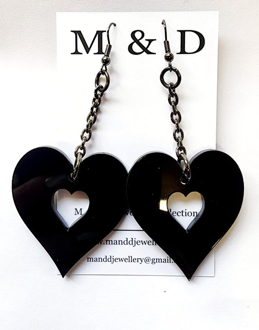 Chained Heart Cutout Earrings Dangles