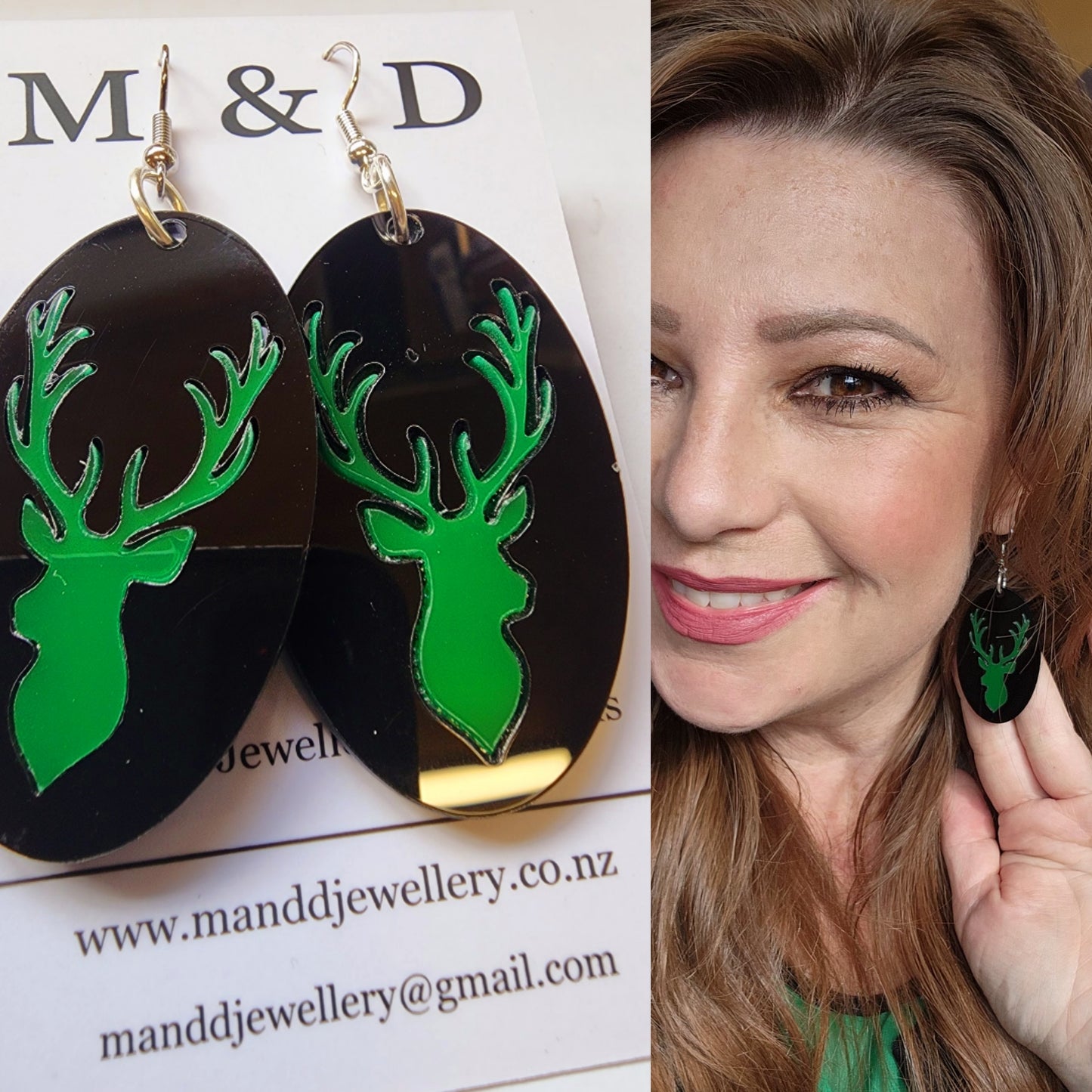 Stag in Oval Earrings Dangles