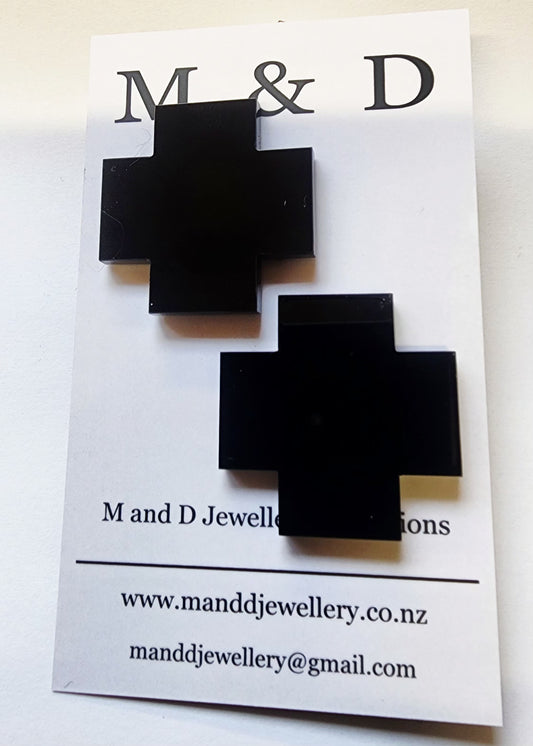 Chunky Plus Cross Statement Studs Medium
