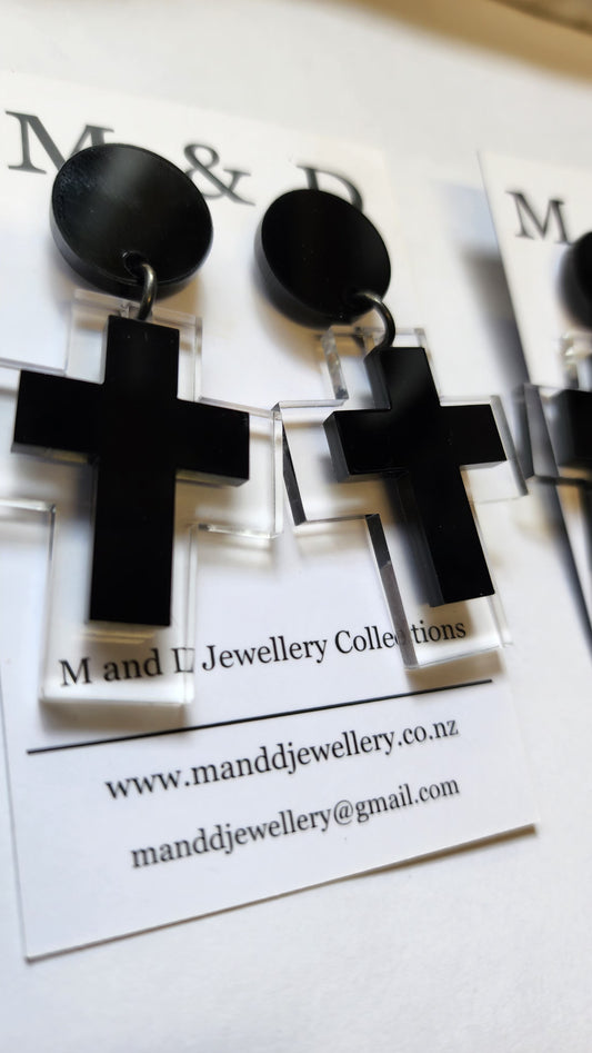 Cross Layered Stud Dangle Earrings