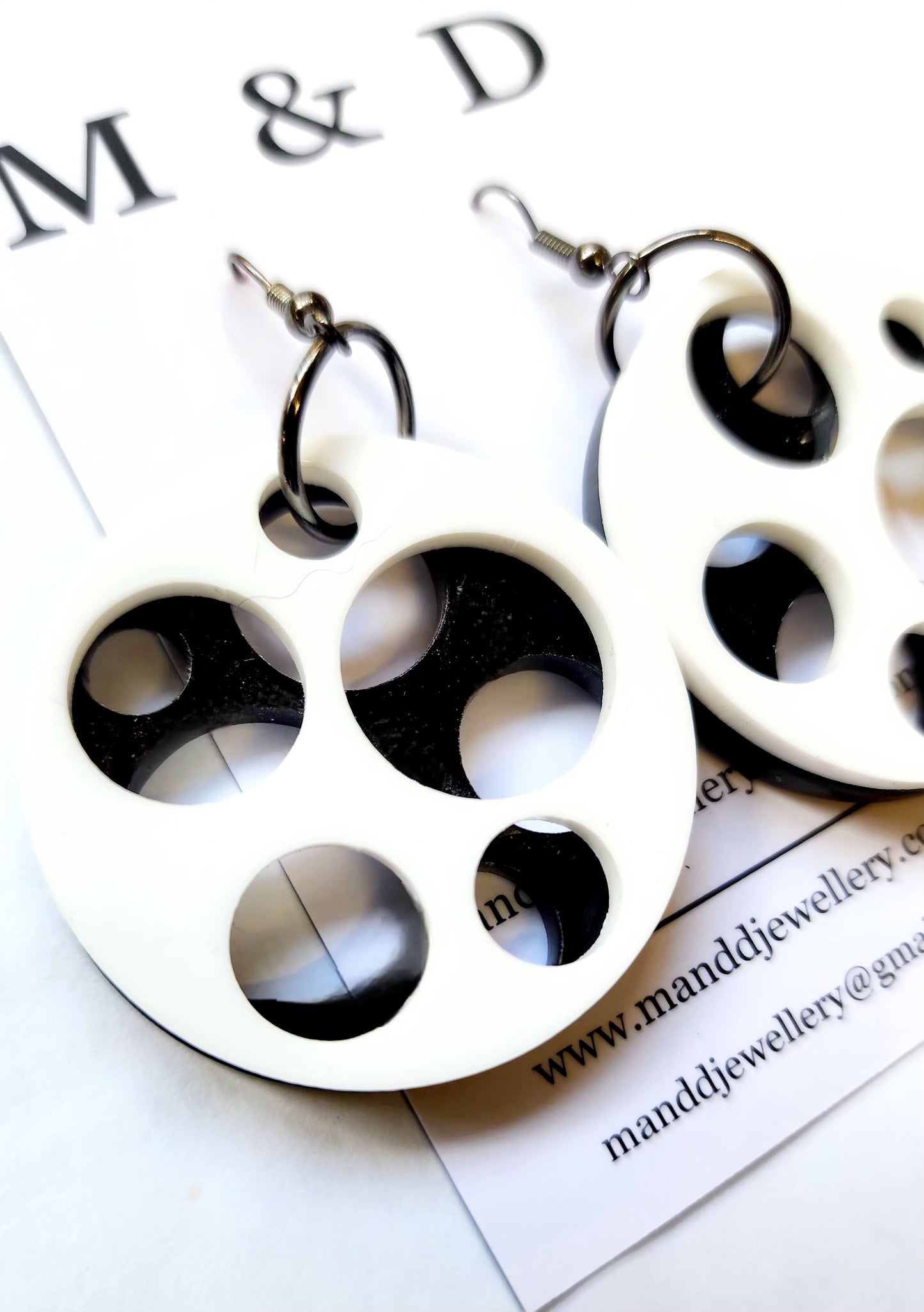 Luna Eclipse Reversible Black White Earrings 6mm Thickness