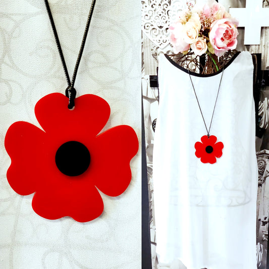 Anzac Poppy Traditional Statement Necklace