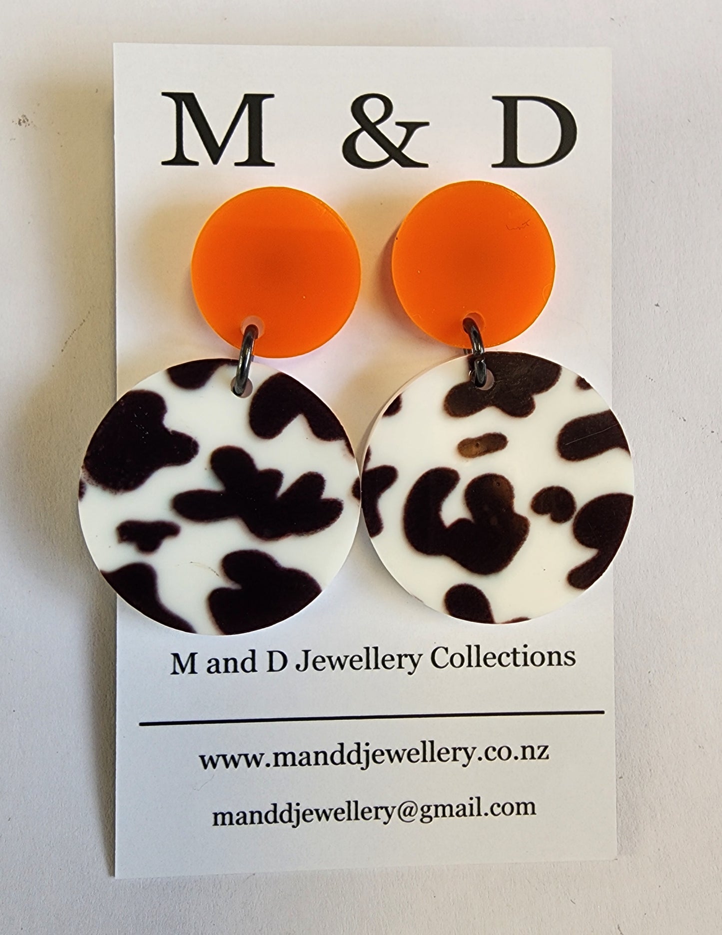 Patterned Animal Disc Stud Dangle Earrings