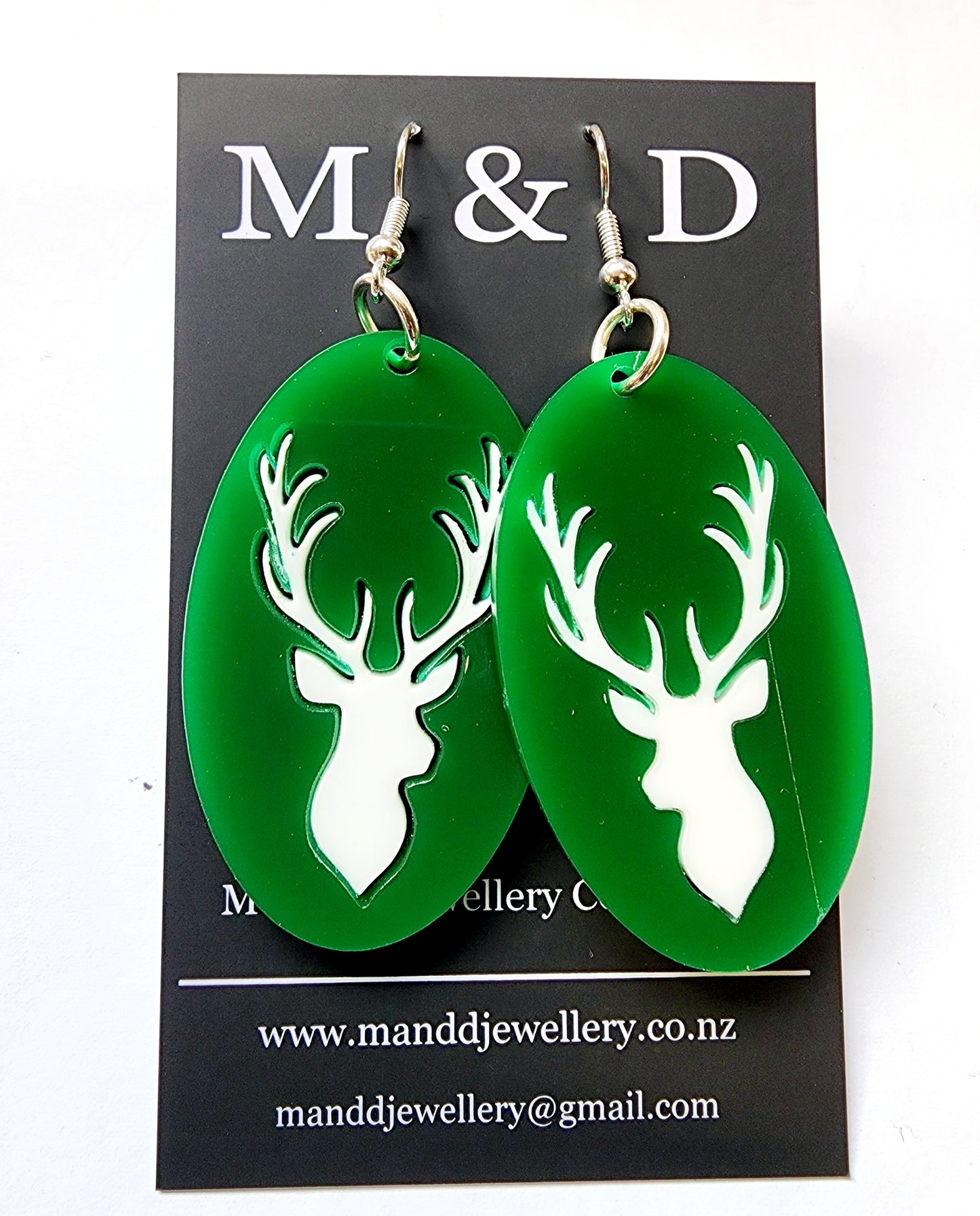 Stag in Oval Earrings Dangles