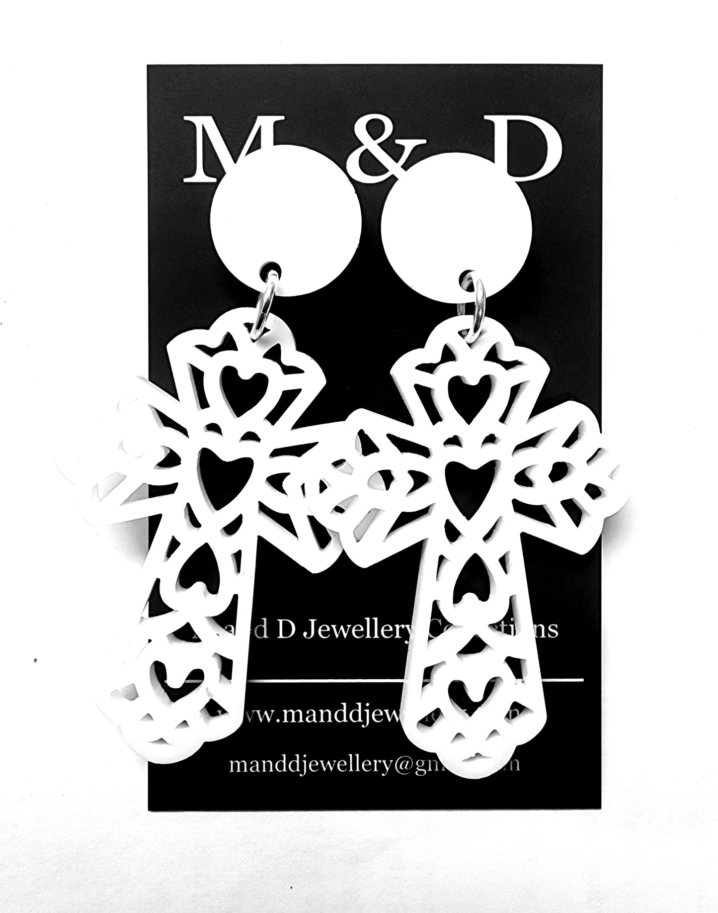 Ornate Cross Stud Dangle Earrings