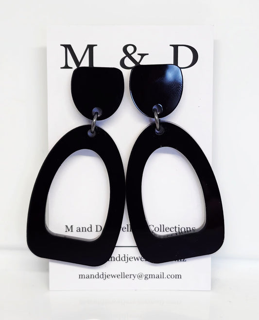 Almond Silhouette Stud Dangle Earrings