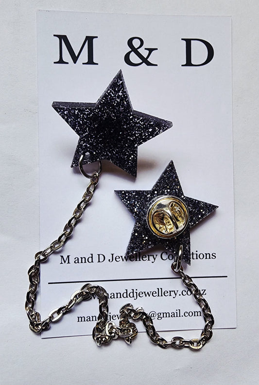 Chained Star Pin Brooch
