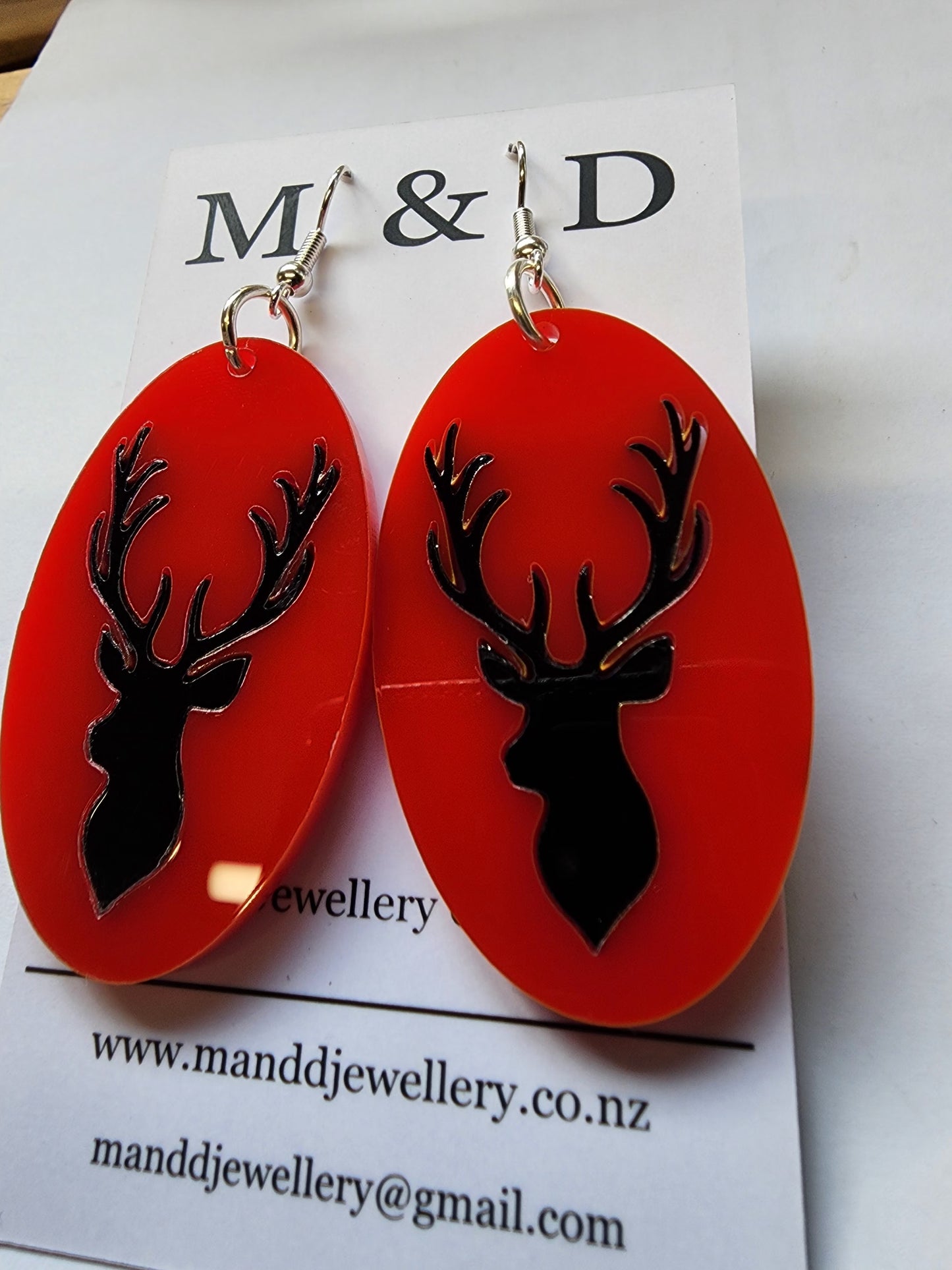 Stag in Oval Earrings Dangles