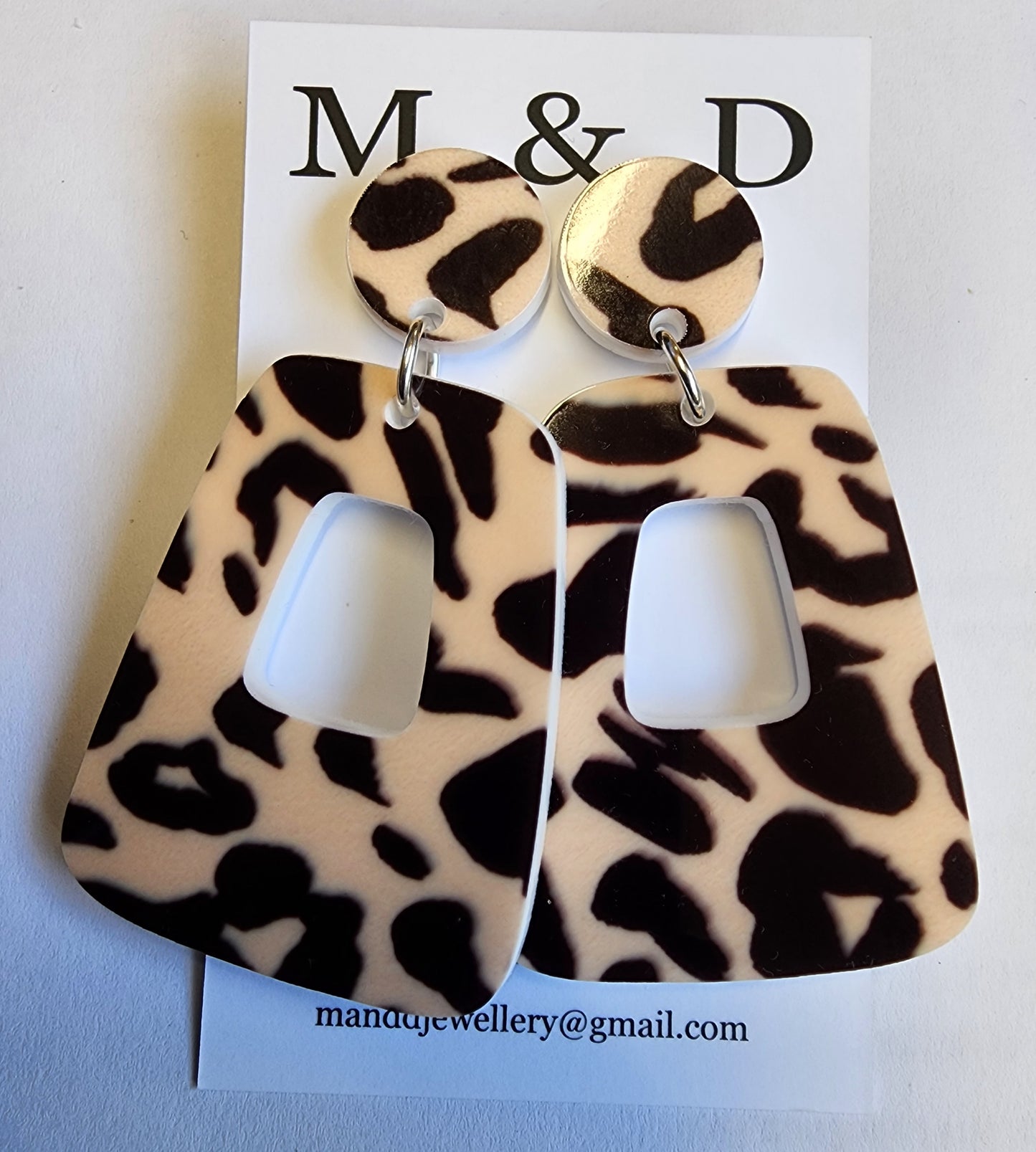 Patterned Animal Jelly Block Stud Dangle Earrings