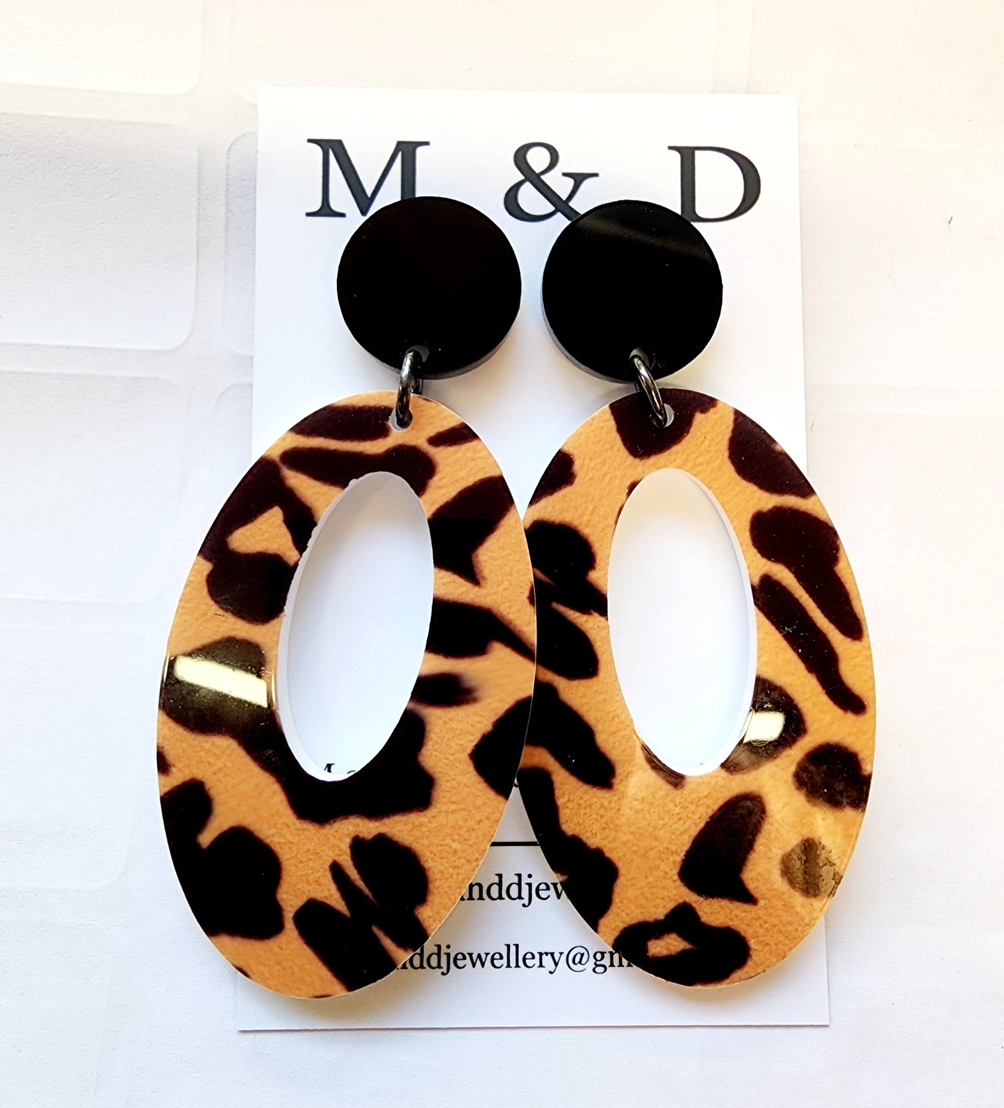 Patterned Animal Oval Stud Dangle Earrings