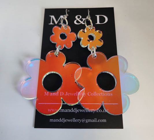 Iridescent Flora Duo Dangle Earrings