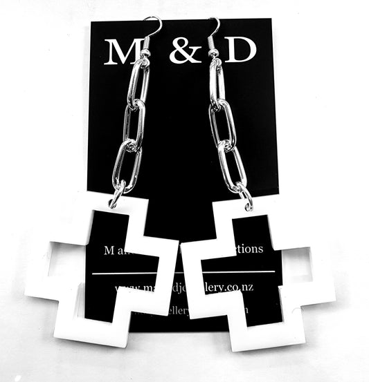 Chained Framed Plus Dangle Earrings