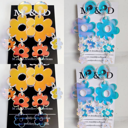 Iridescent Flora Chandelier Dangle Earrings