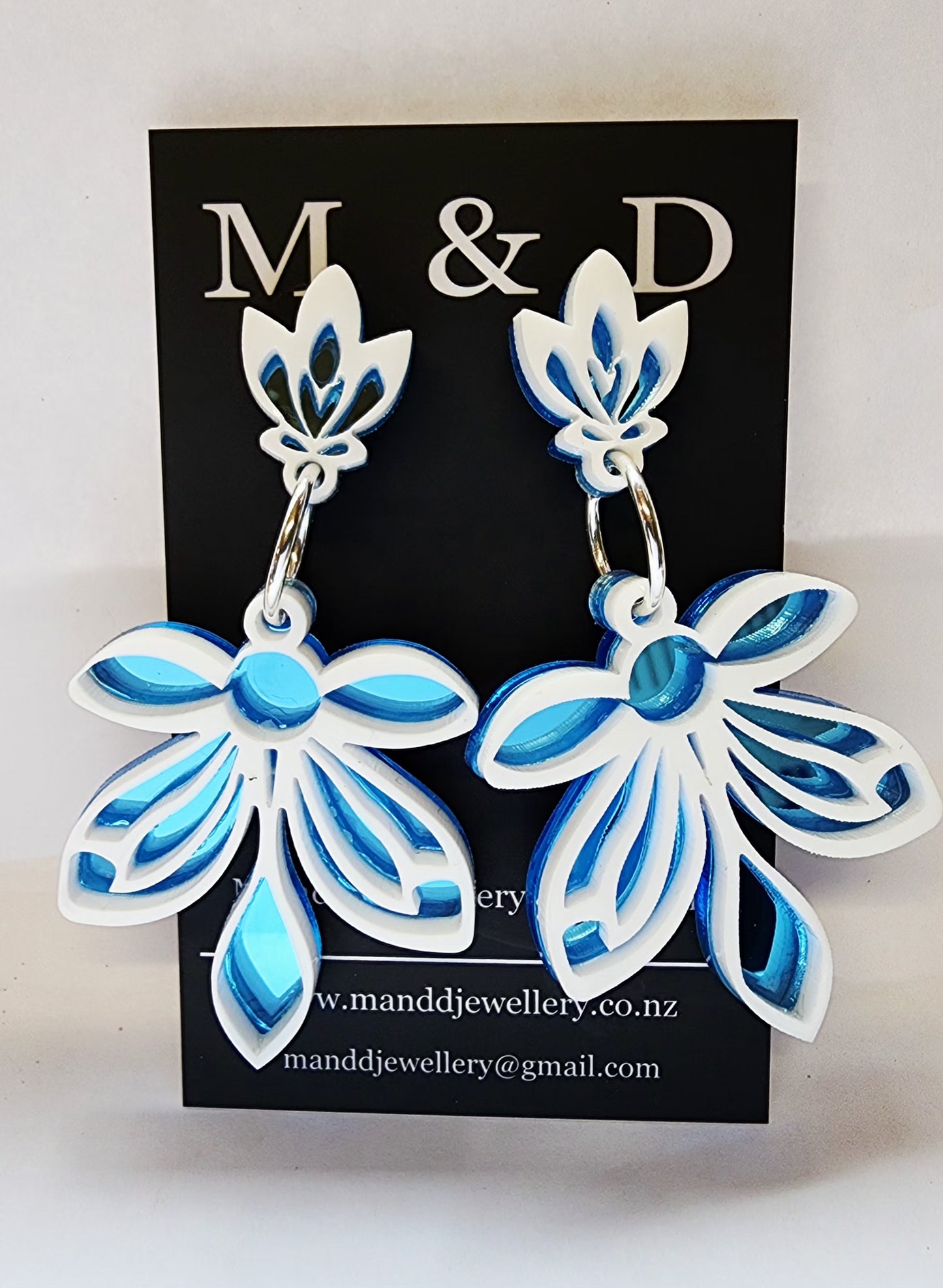 Orchid Mirrored Stud Dangles Earrings