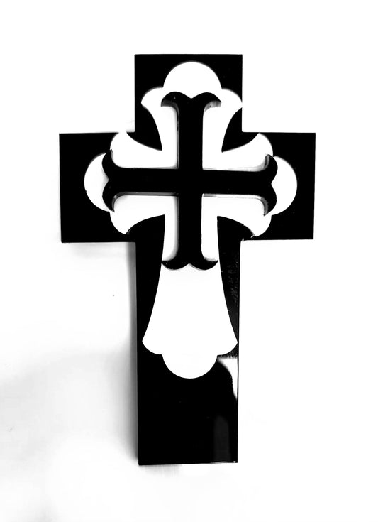 Brooch Cross Standard triple layer ornate