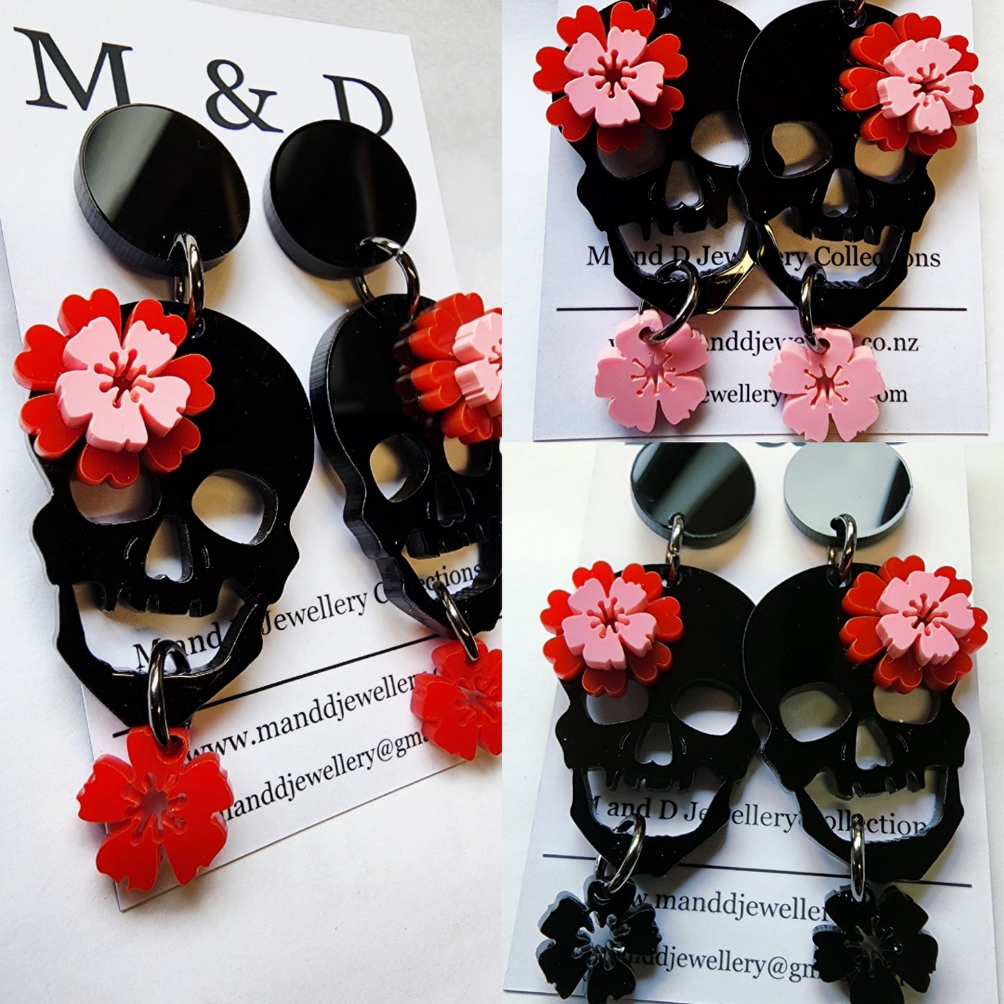 Skully Fleur Stud Dangle Earrings