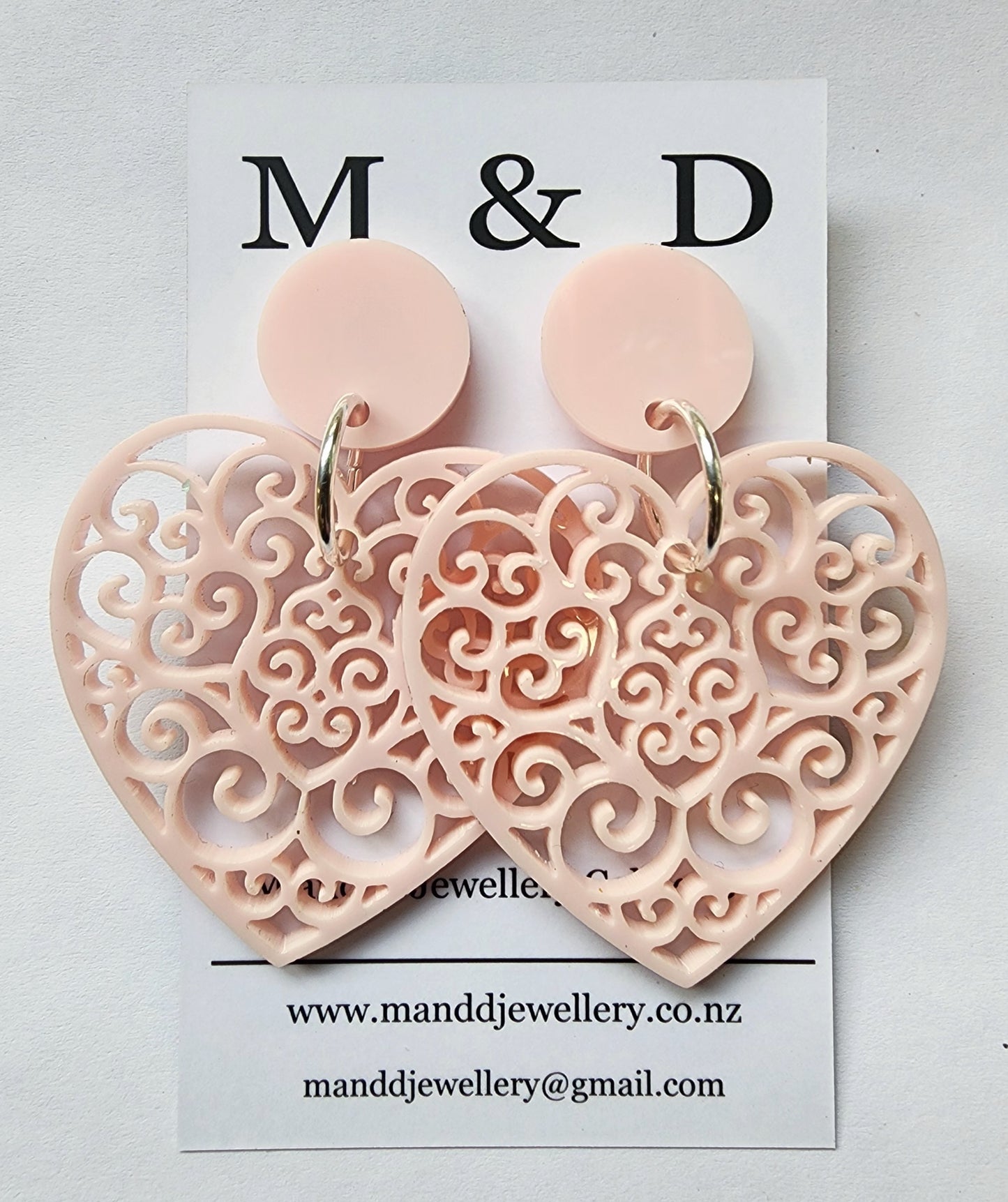 Filigree Heart Stud Dangles Earrings