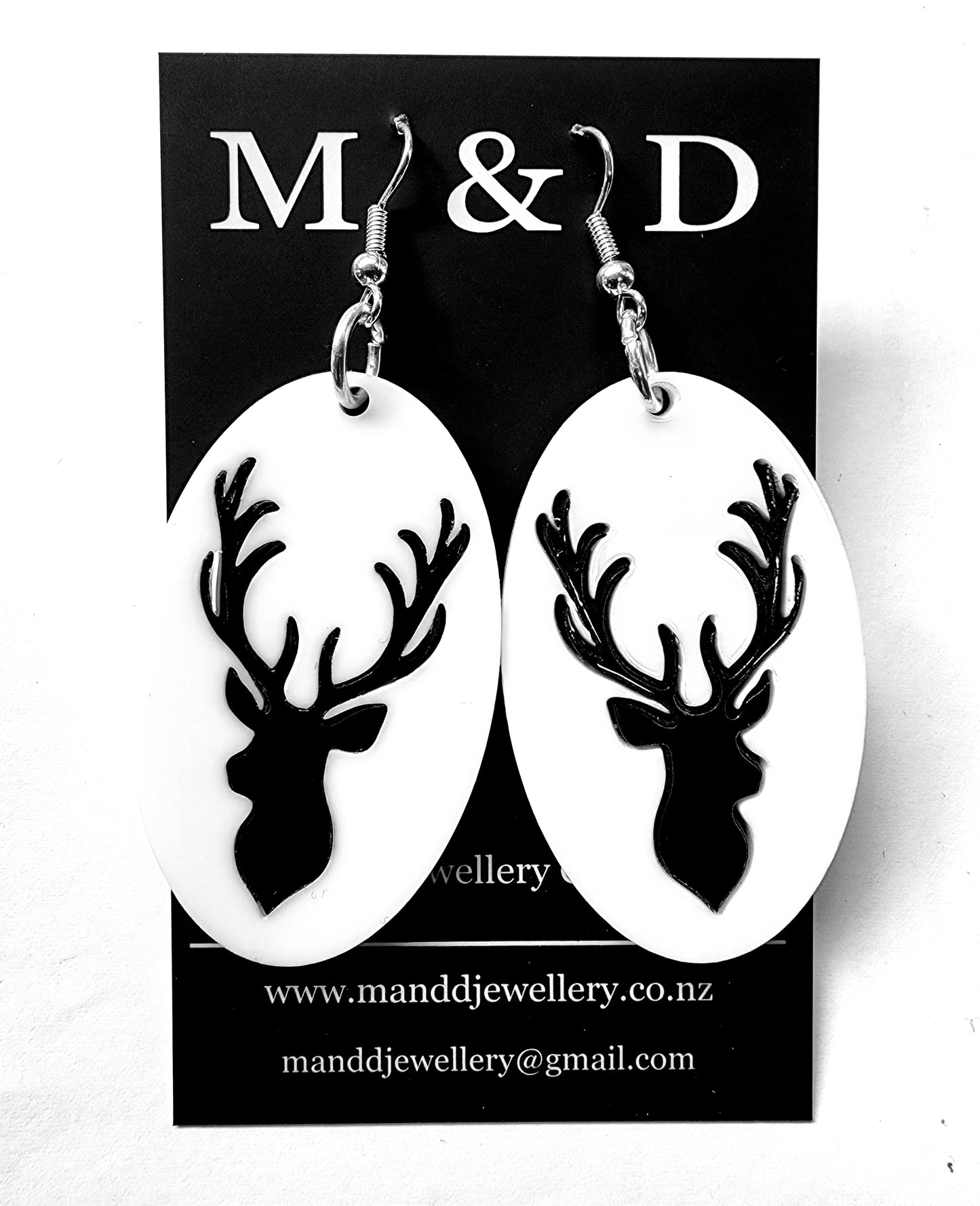 Stag in Oval Earrings Dangles