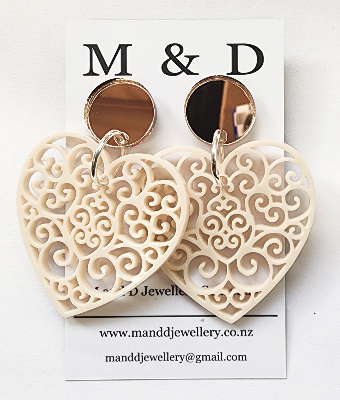 Filigree Heart Stud Dangles Earrings