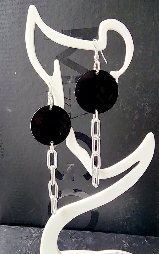 Chained Disc Dangle Earrings with Chain tail