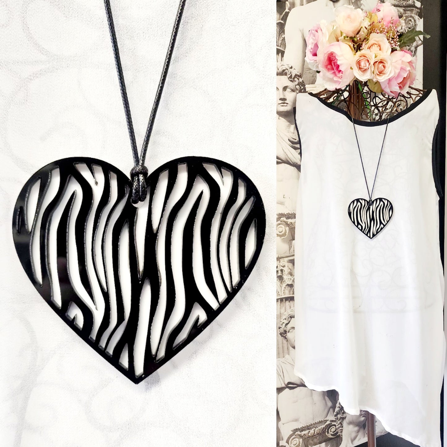 Heart Tiger Stripe Statement Necklace 6mm