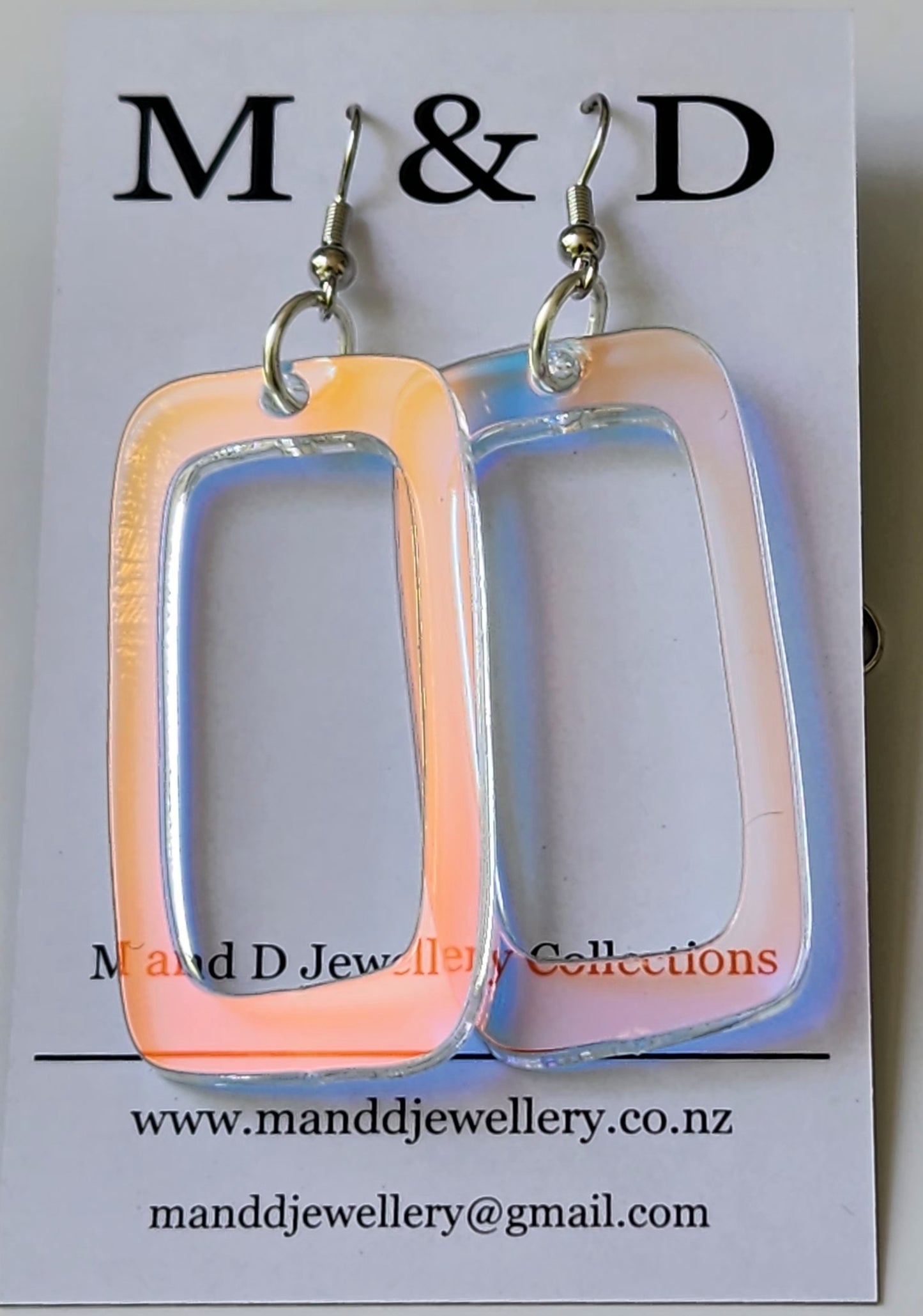 Iridescent Rectangle Dangle Earrings