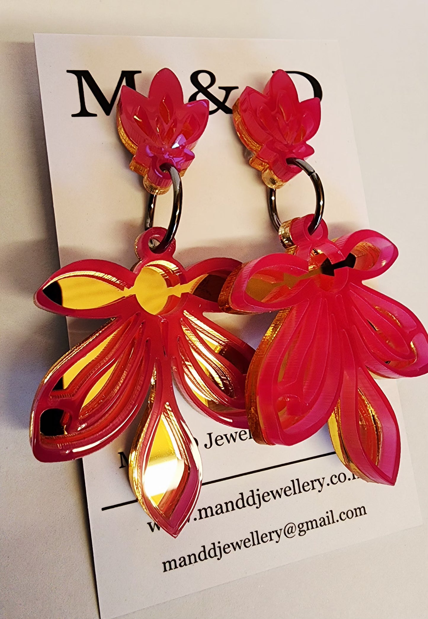 Orchid Mirrored Stud Dangles Earrings