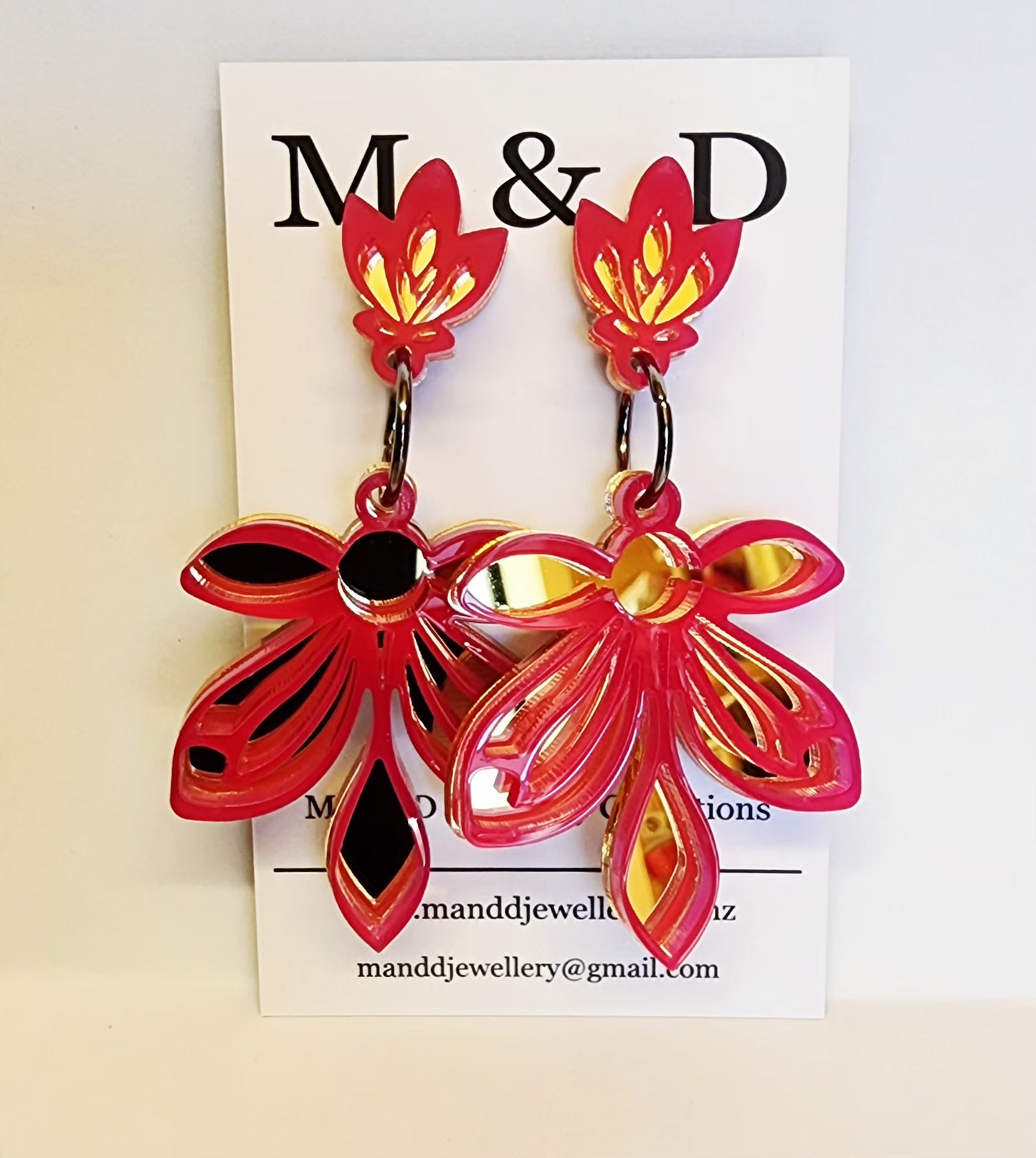 Orchid Mirrored Stud Dangles Earrings