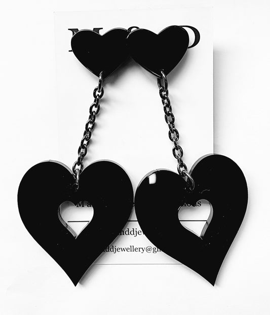 Chained Heart Stud Dangles