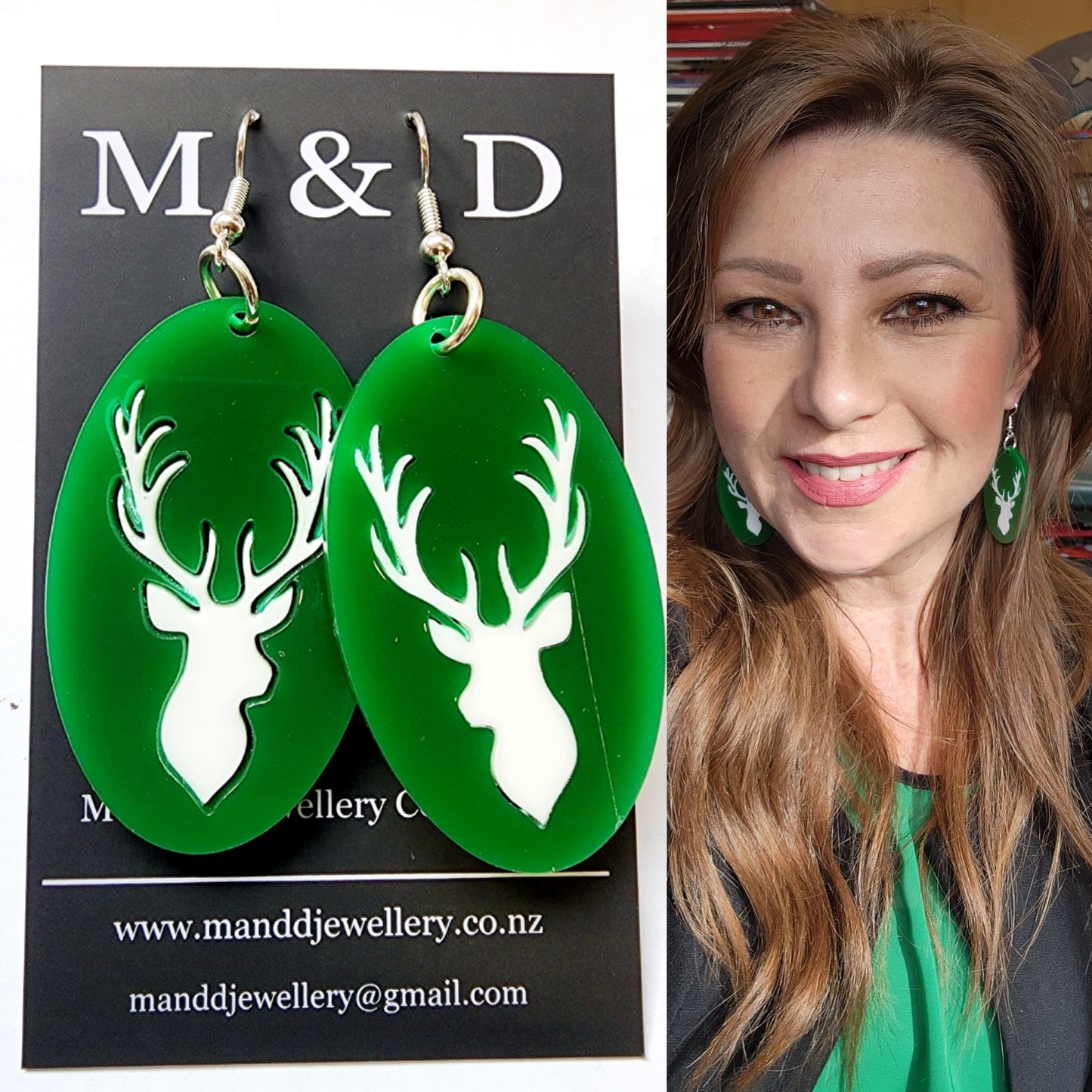 Stag in Oval Earrings Dangles