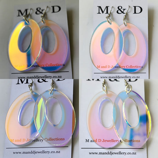 Iridescent Ovals Dangle Earrings