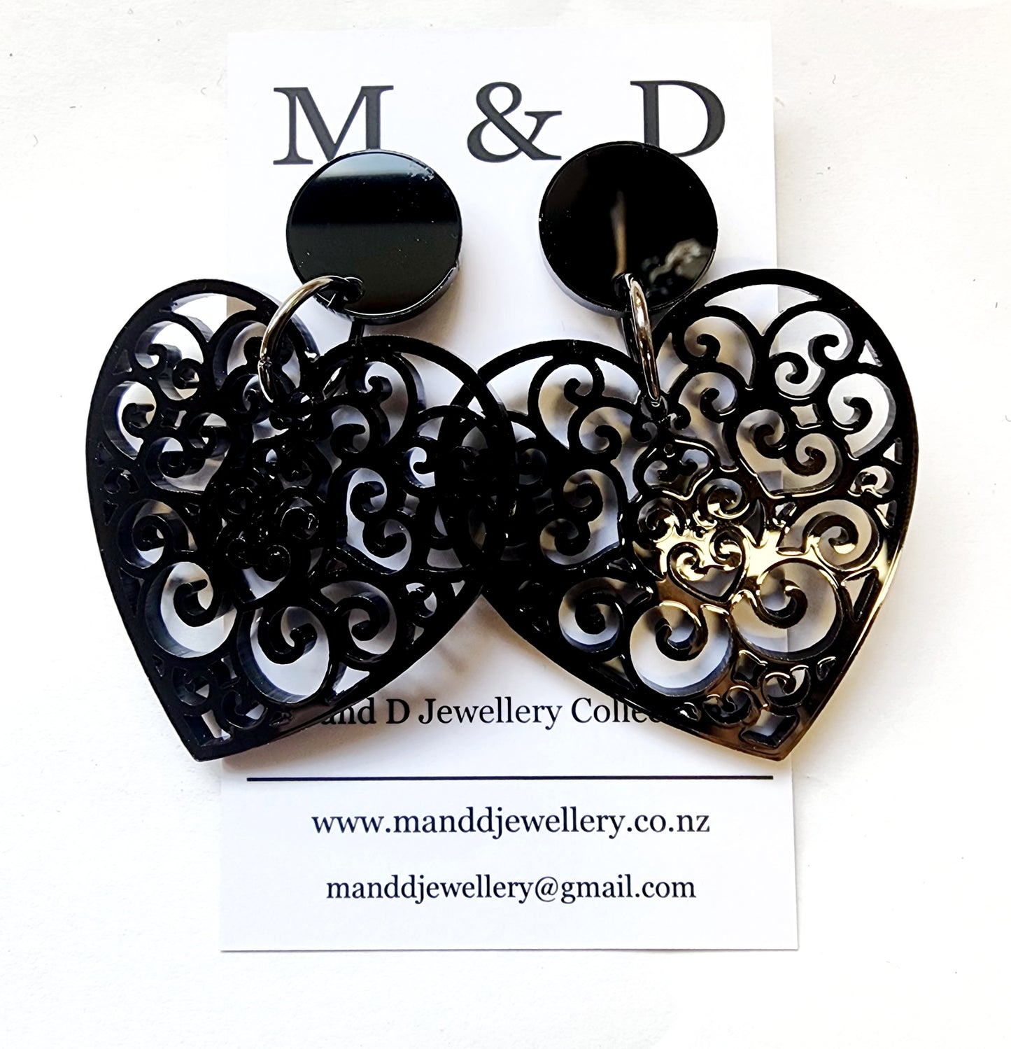 Filigree Heart Stud Dangles Earrings