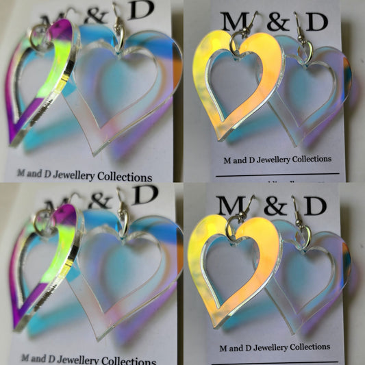 Iridescent Hearts Dangle Earrings