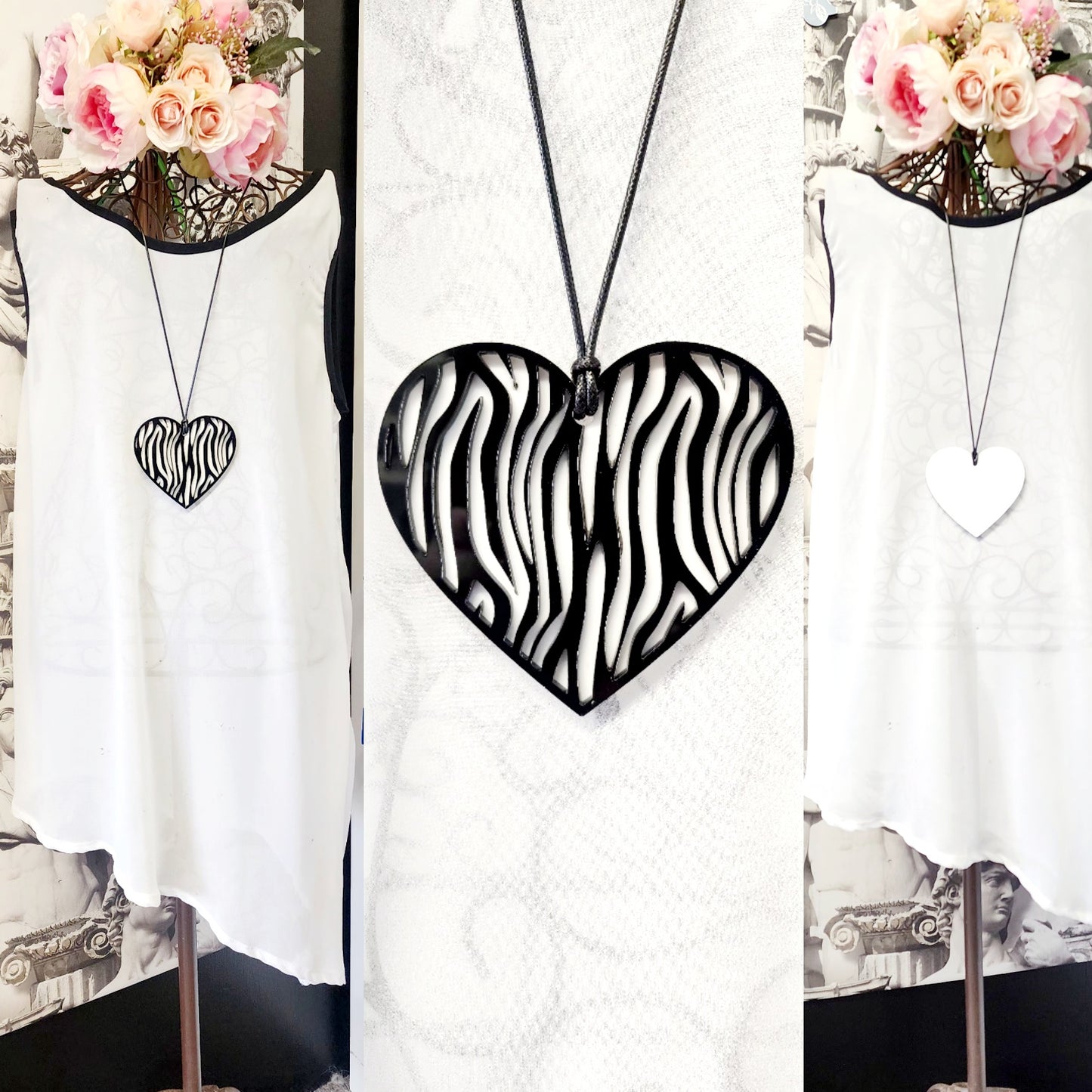 Heart Tiger Stripe Statement Necklace 6mm