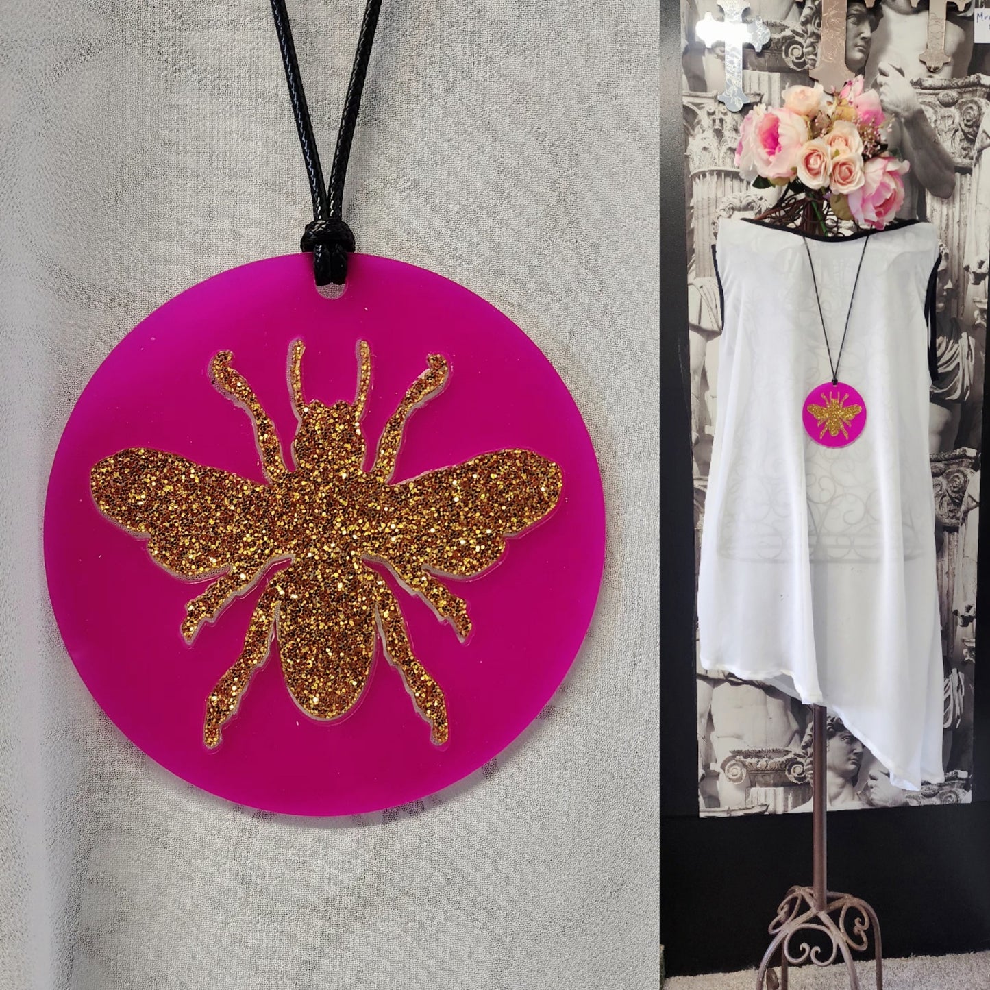 Bee Insert Disc Necklace