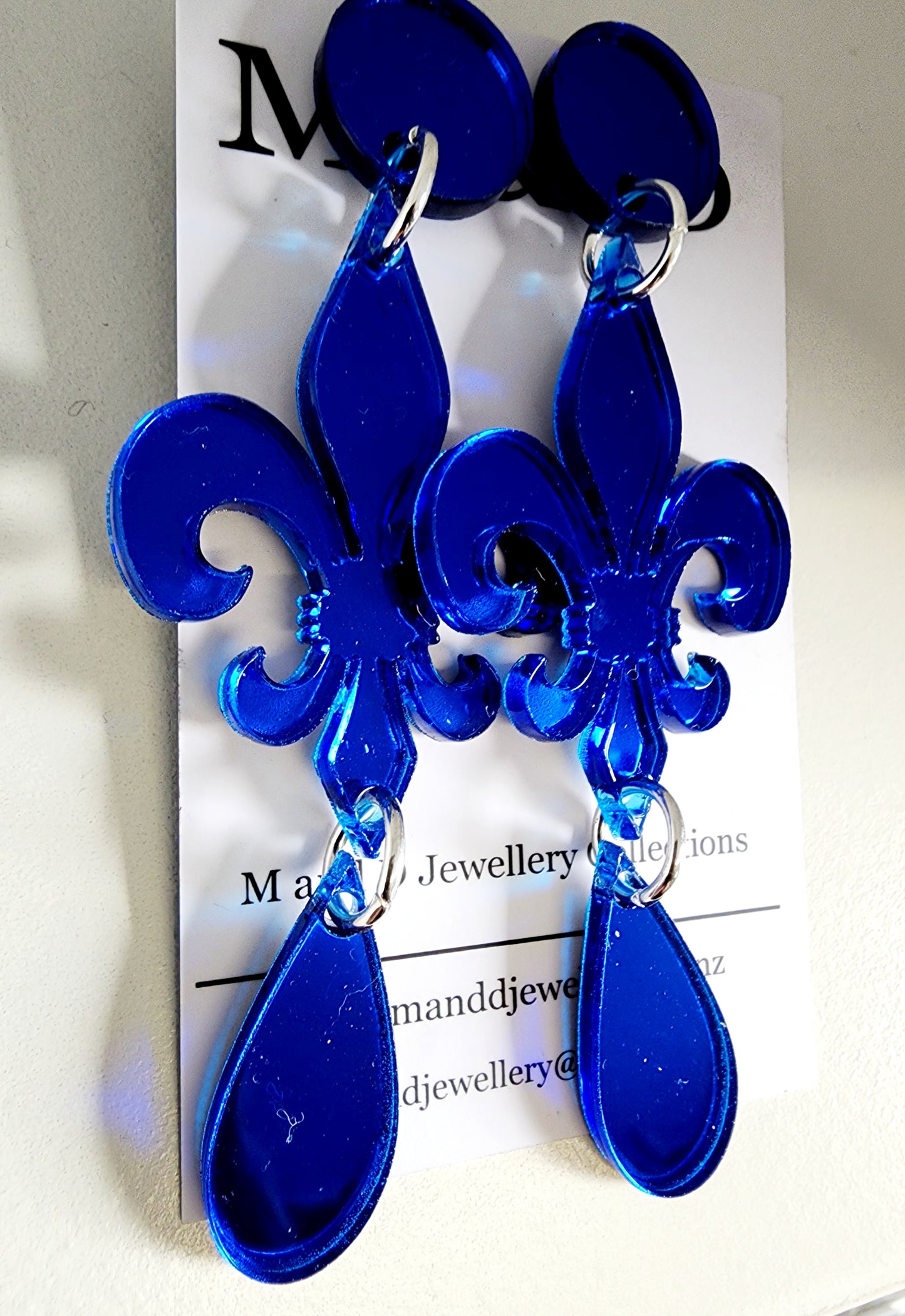 Fleur De Lis Mirrored Stud Dangle Earrings