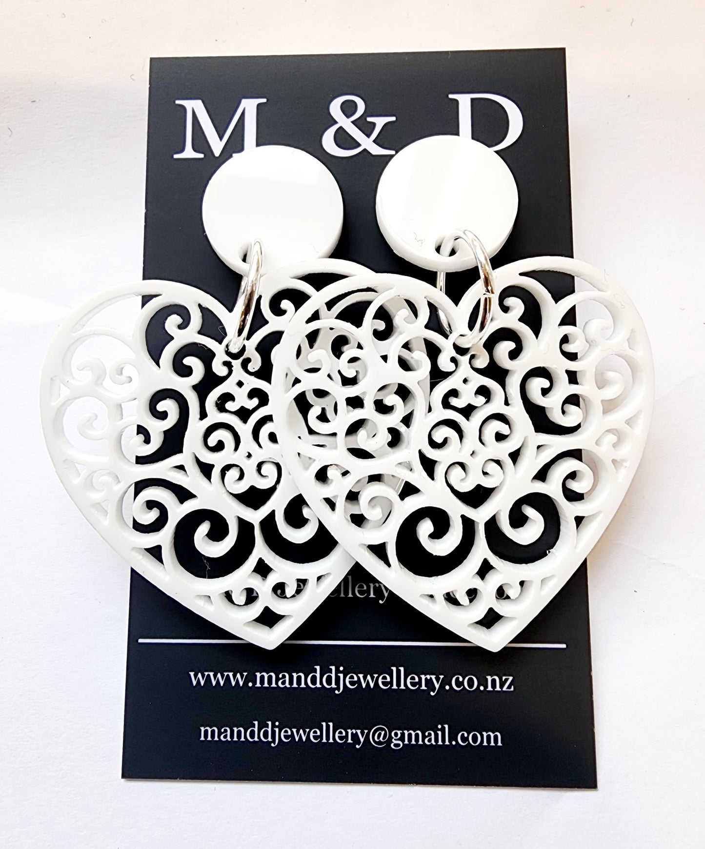 Filigree Heart Stud Dangles Earrings