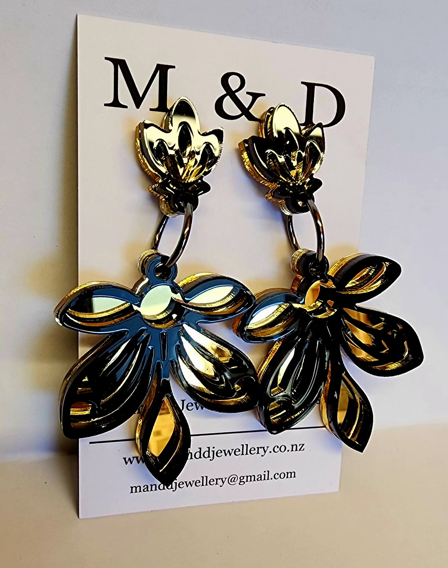 Orchid Mirrored Stud Dangles Earrings